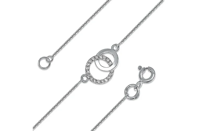 Браслет Круг из белого золота с 20 фианитами