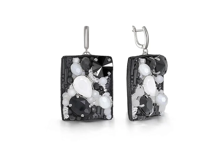 Бижутерные серьги Микс черно-белый