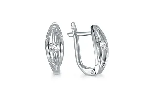 Серьги из белого золота с 2 фианитами
