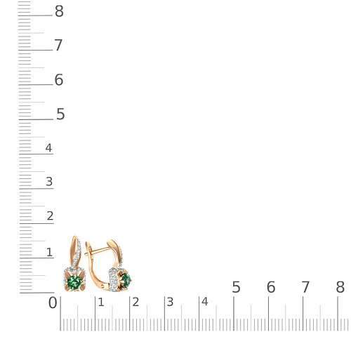 Серьги из красного золота с 2 изумрудами и 86 бриллиантами