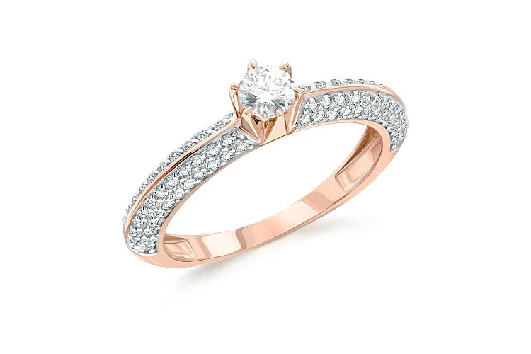 Кольцо из красного золота с 93 фианитами