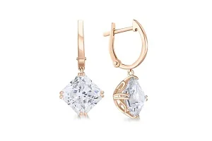 Серьги из красного золота с 2 фианитами