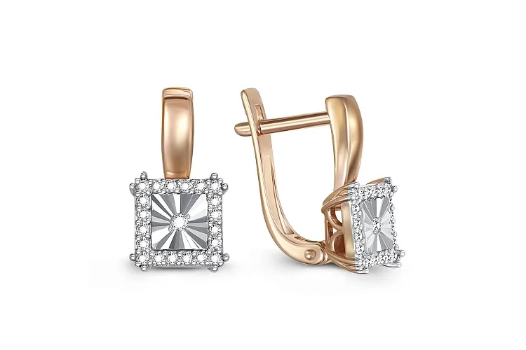 Серьги из красного золота с 42 бриллиантами