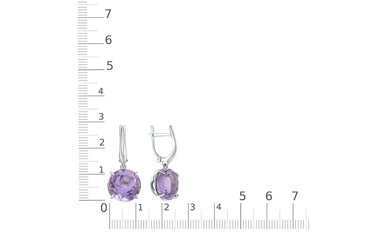 Серьги из белого золота с 2 аметистами