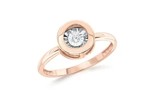 Кольцо из красного золота с бриллиантом