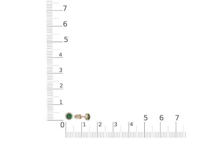 Серьги-пусеты из красного золота с 2 изумрудами