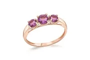 Кольцо из красного золота с 3 родолитами