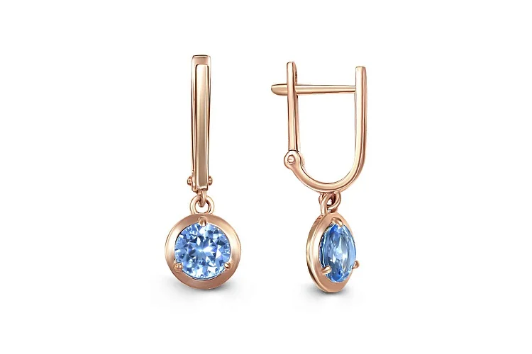 Серьги из красного золота с 2 топазами swiss