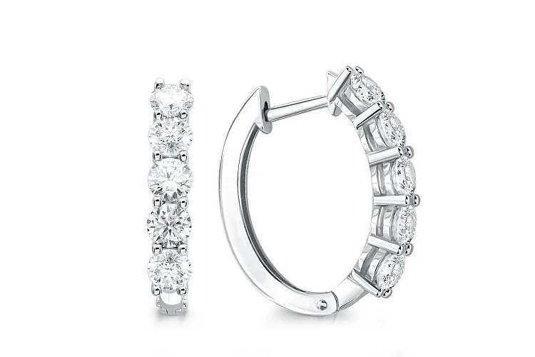 Серьги Дорожки из белого золота с 10 бриллиантами