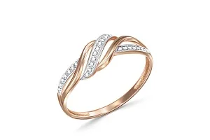 Кольцо из красного золота с 24 фианитами