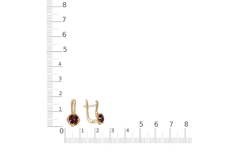 Серьги Цветы из красного золота с 2 гранатами