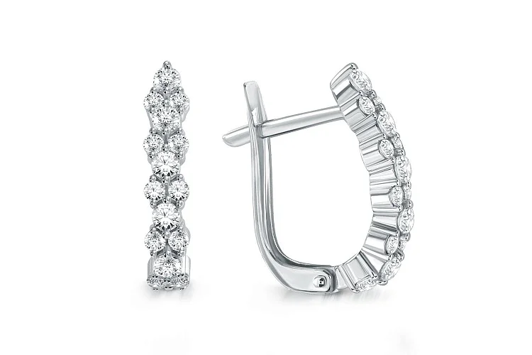 Серьги Дорожки из белого золота с 30 фианитами