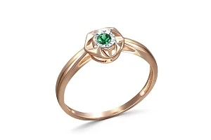 Кольцо из красного золота с изумрудом