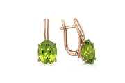 Серьги из красного золота с 2 хризолитами