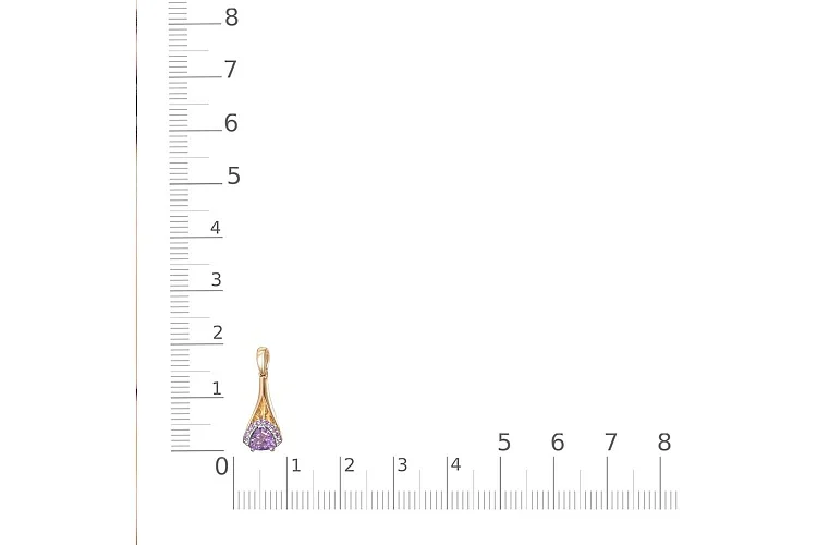 Подвеска из красного золота с аметистом и 11 фианитами