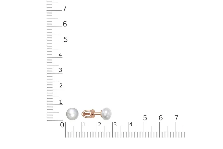 Серьги-пусеты из красного золота с 2 жемчужинами