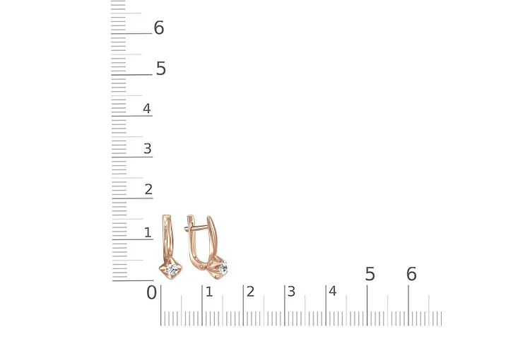 Серьги Цветы из красного золота с 2 бриллиантами