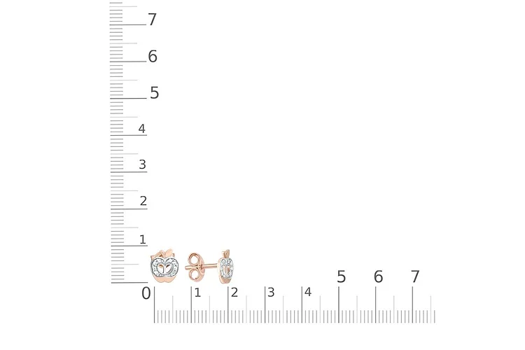 Серьги-пусеты Яблоки из красного золота с 16 фианитами