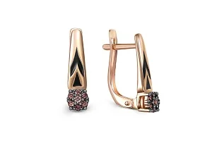 Серьги из красного золота с 14 фианитами