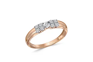 Кольцо из красного золота с 9 бриллиантами