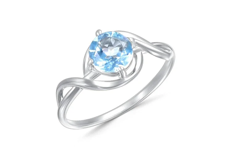 Кольцо из белого золота с топазом sky