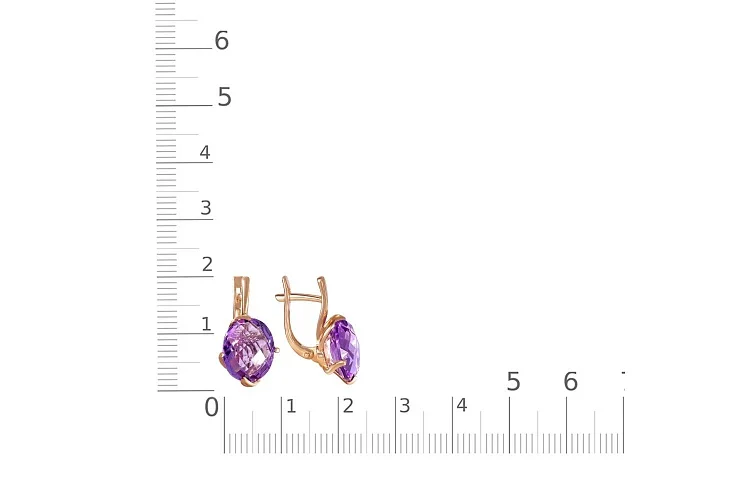 Серьги из красного золота с 2 аметистами