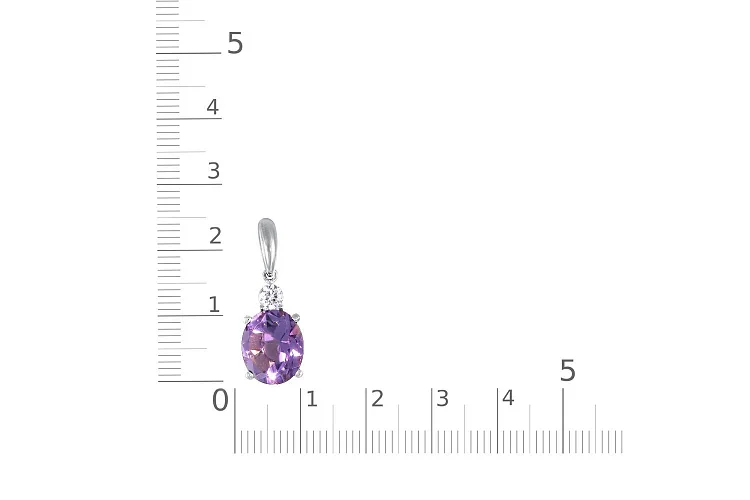 Подвеска из белого золота с аметистом и фианитом