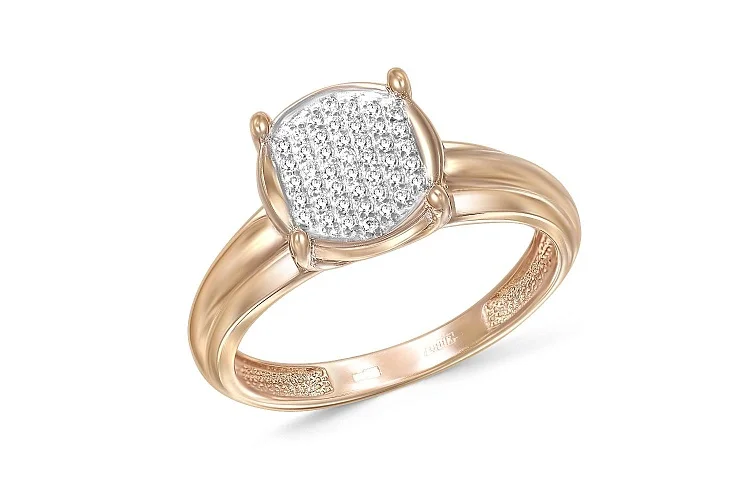 Кольцо из красного золота с 44 фианитами