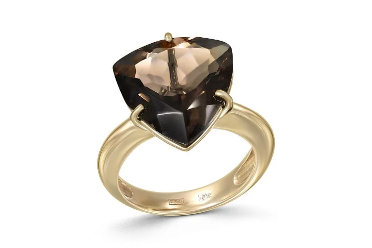 Кольцо из жёлтого золота с раухтопазом