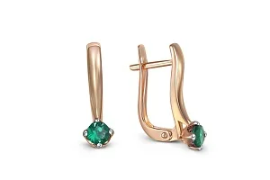 Серьги из красного золота с 2 изумрудами