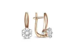 Серьги Малинки из красного золота с 18 бриллиантами