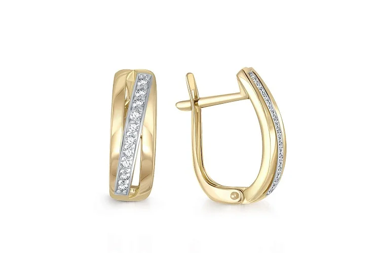 Серьги из жёлтого золота с 20 фианитами