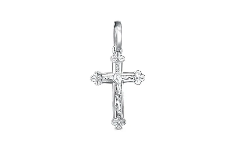 Крест из белого золота без вставок