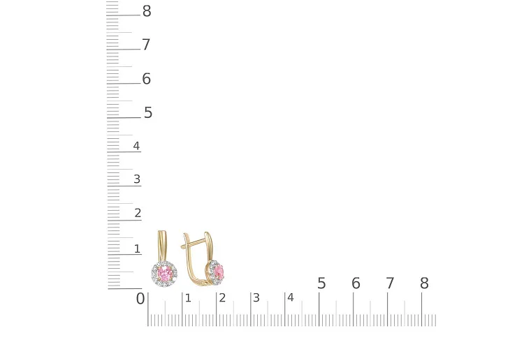 Серьги из жёлтого золота с 2 ситаллами и 16 фианитами