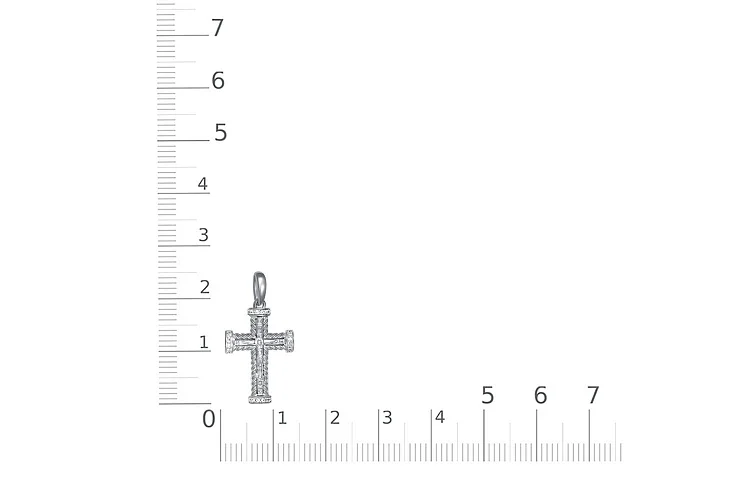 Крест из белого золота с 20 фианитами
