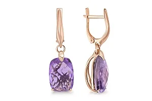 Серьги из красного золота с 2 аметистами