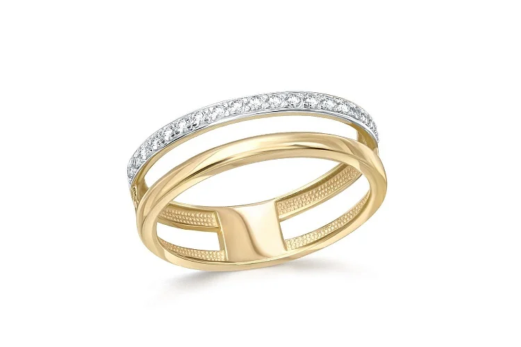 Кольцо Дорожка из жёлтого золота с 19 фианитами