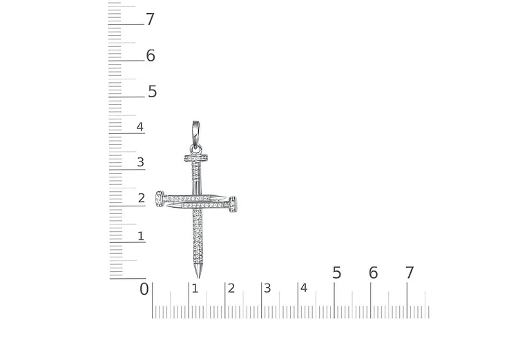 Подвеска Гвоздь из белого золота с 88 фианитами