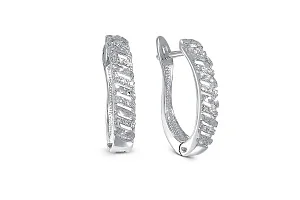 Серьги из белого золота с 30 фианитами