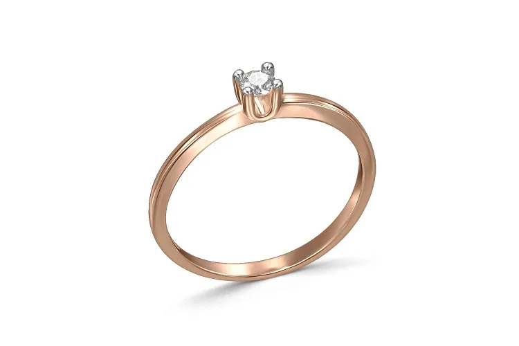 Кольцо из красного золота с бриллиантом