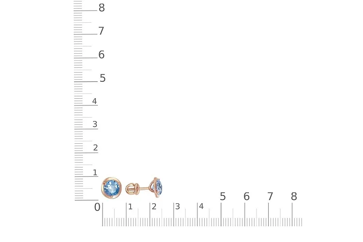 Серьги-пусеты из красного золота с 2 топазами swiss