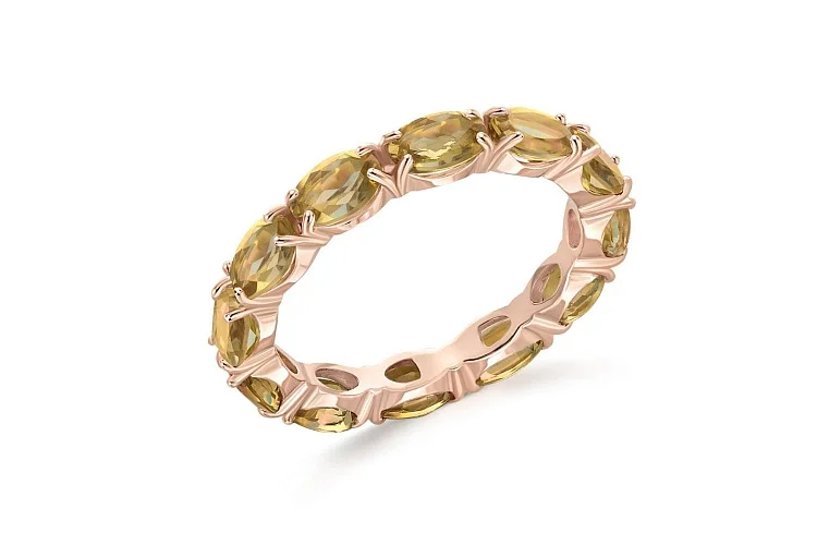 Кольцо Дорожка из красного золота с 12 султанитами