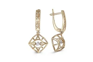 Серьги из жёлтого золота с 2 фианитами