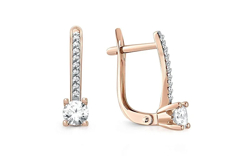 Серьги из красного золота с 20 муассанитами