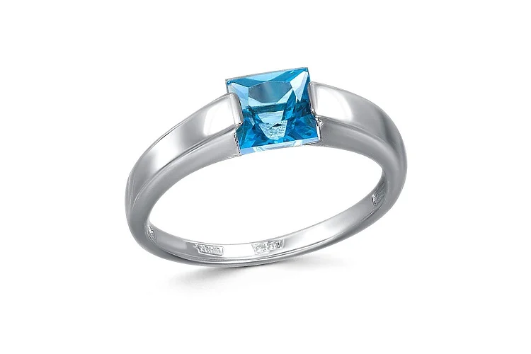 Кольцо из белого золота с топазом swiss