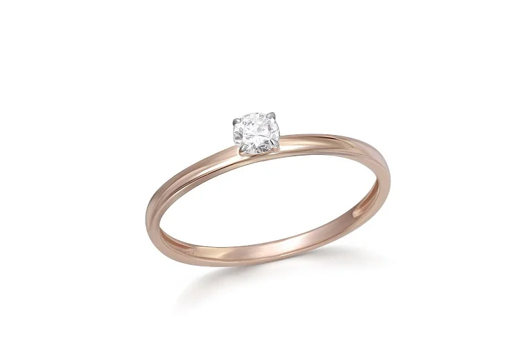 Кольцо помолвочное из красного золота с бриллиантом