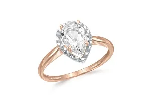 Кольцо из красного золота с горным хрусталём