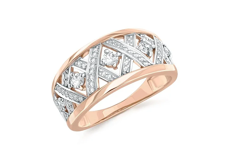 Кольцо из красного золота с 67 бриллиантами