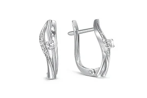 Серьги из белого золота с 8 фианитами
