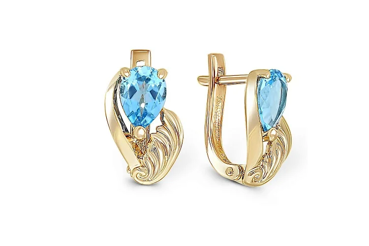 Серьги из жёлтого золота с 2 топазами swiss